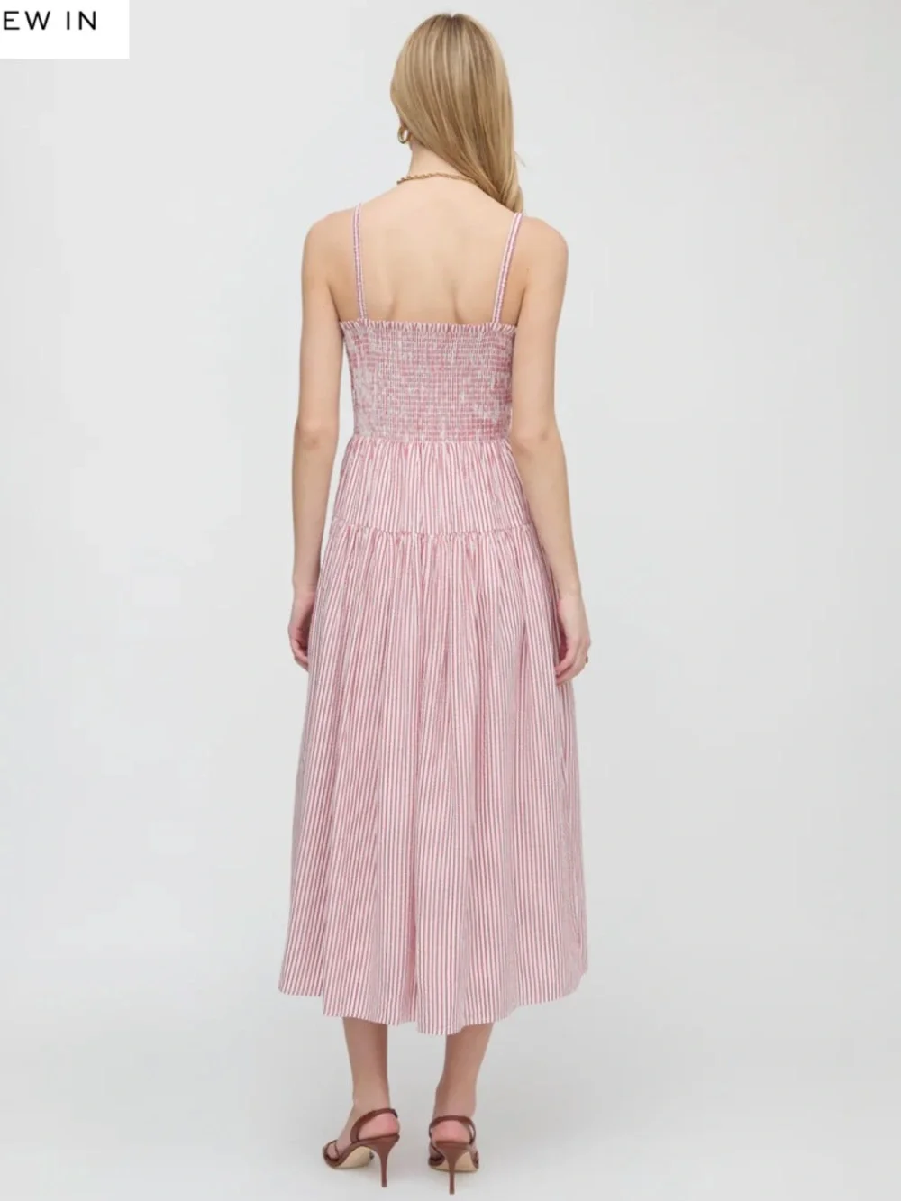 Hill House Home The Rebecca Nap Dress in Red Ticking Stripe Red White Medium - Picture 7 of 8